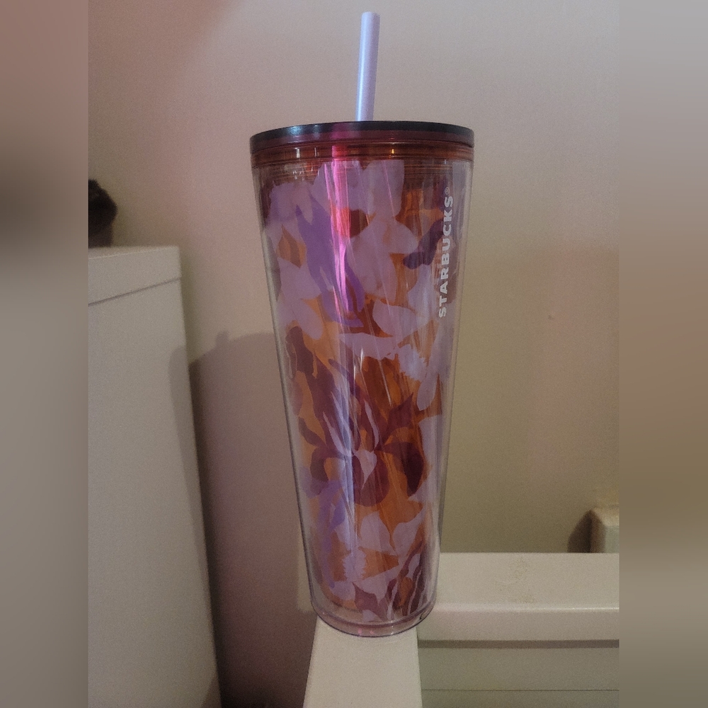 Starbucks Spring 2021 Plum Purple Pink Floral Cold Cup Tumbler - NEW